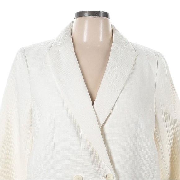 Talbots Textured Double Breasted Ivory Longline Blazer Size 12 NWT Boxy Fit - Picture 3 of 8